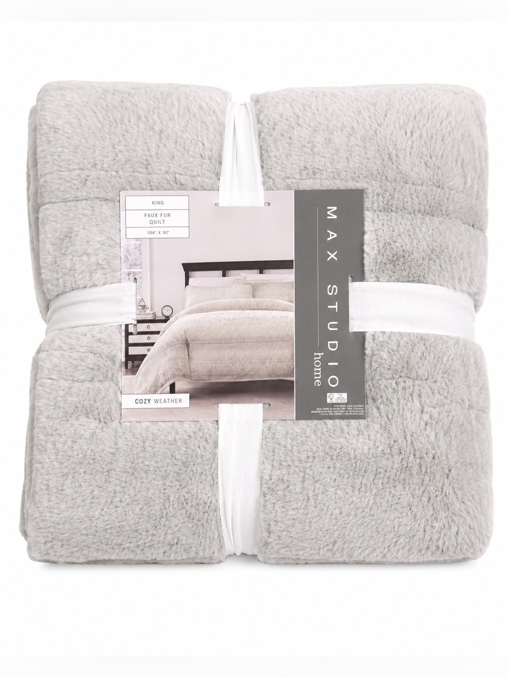Max Studio Home King Faux Fur Quilt